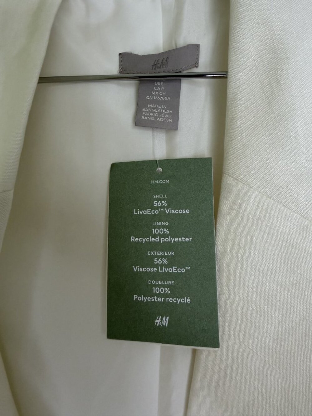 NWT H&M Ivory Linen Blend Blazer Dress with Shoulder Pads and Belt | Size M - Picture 3 of 6
